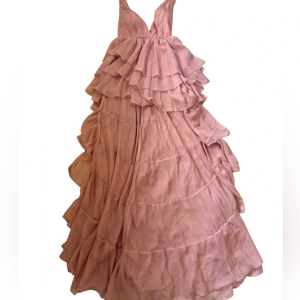 Mac Duggal 55320 High Low Tiered Gown With Built In Bodysuit Size 4 NWOT Rose - Picture 8 of 12